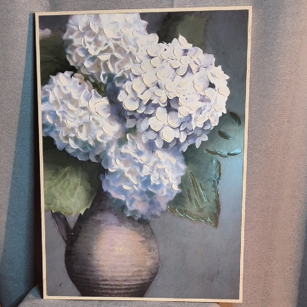 Floral Art Print with Blue and Green Hydrangeas